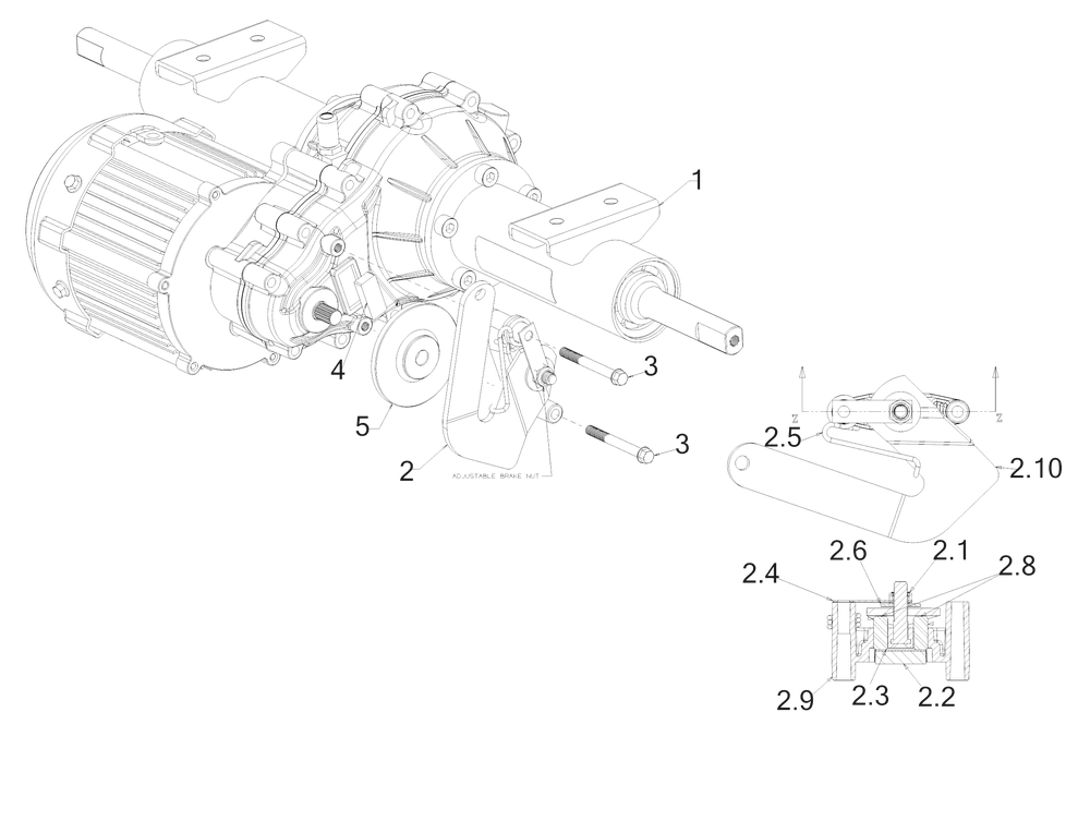 Transmission Brake Diagram and Parts List for CC30E (33BA27JDB10)(2023) Cub Cadet Lawn Tractor Accessories